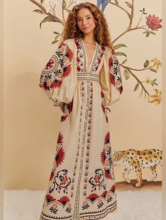FARM Rio Dresses & Skirts - Farm Rio Cream Cashew Mandala Maxi Dress New With Tags